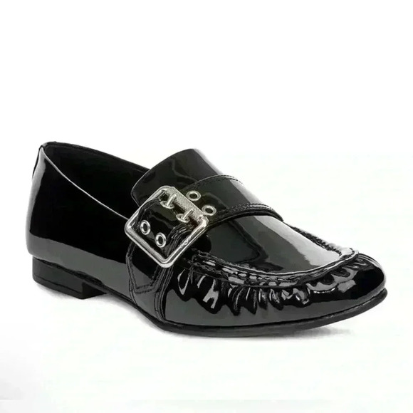 Ugg Charlotte Loafer Patent Leather Silver Buckle Black Size 7 NWOT